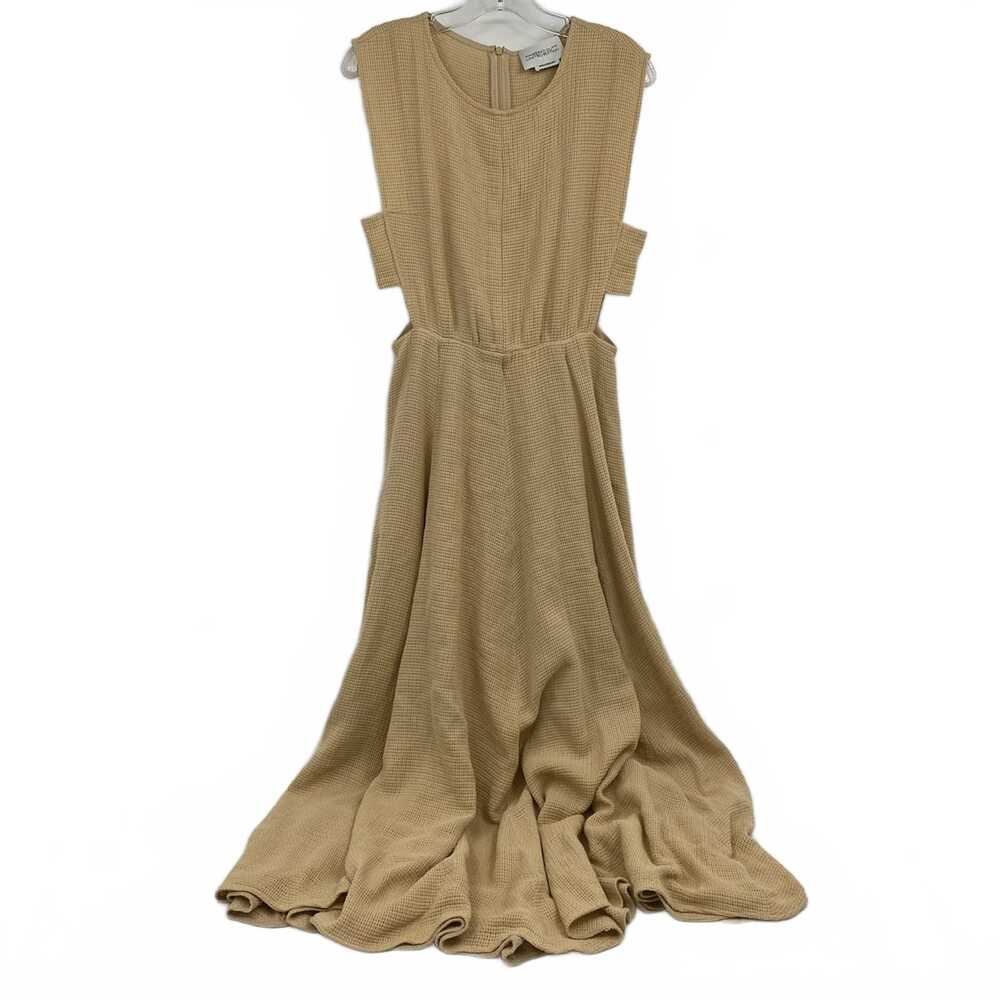 Massimo Dutti Beige Woven Cut-Out Side Maxi Dress | Womens M